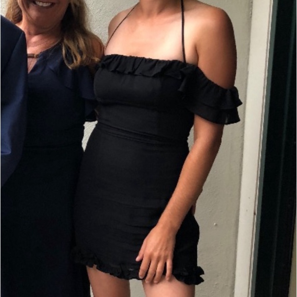 Reformation Black Ruffle Mini Dress - Picture 2 of 10